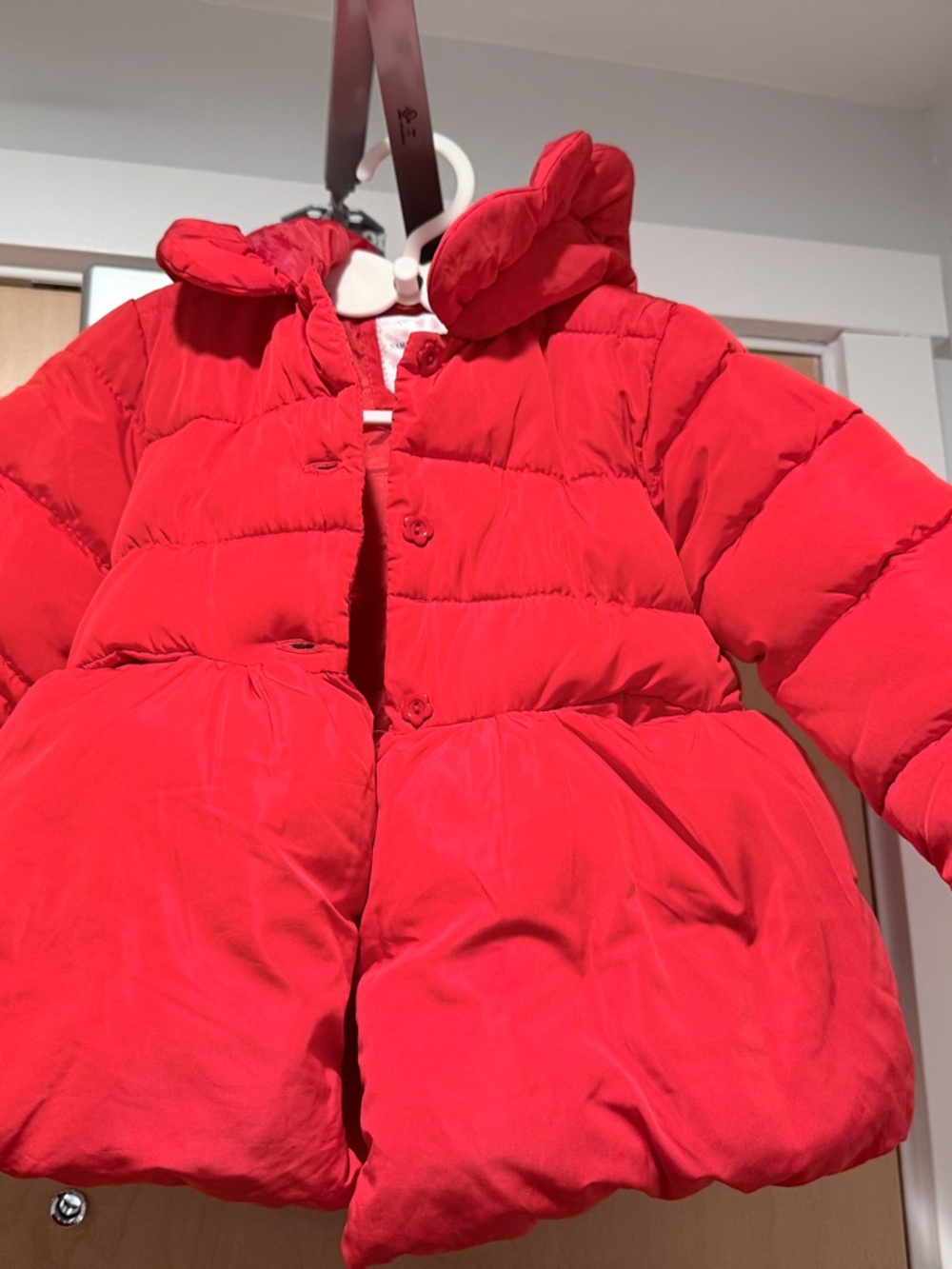 Kids Red Puffer Coat with Hood 95cm/3T